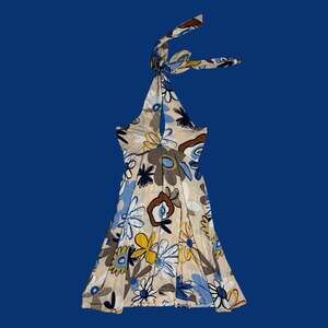 y2k motivi blue floral halter neck mini dress